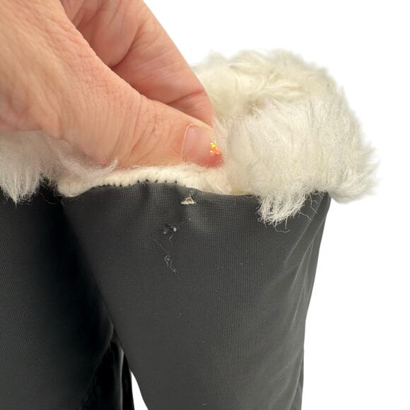 R.O.C. Vintage Black Nylon Mid Calf Faux Fur Pointed Toe Cone Heel Pull On Boots - Picture 10 of 12